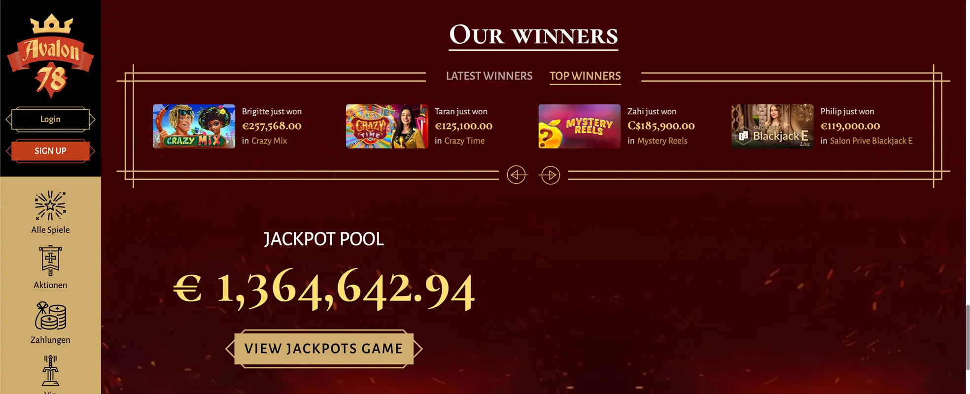 Avalon78 Casino-Plattform